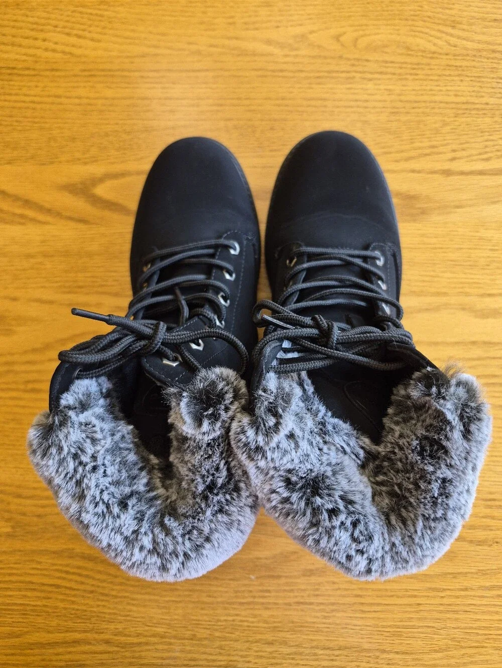 Lugz Empire Hi Fur Women's Boots Lace Up Black/Black Charcoal Size 9.5M